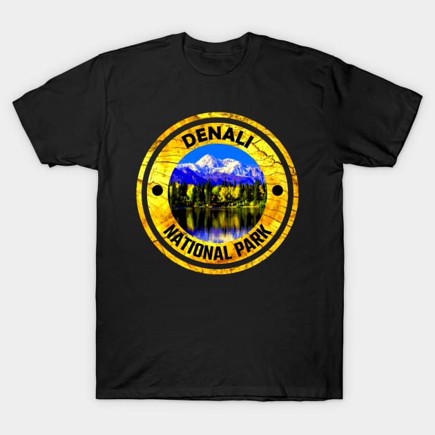 Denali National Park Adventure, Alaska Wood Sign T-Shirt by Jahmar Anderson